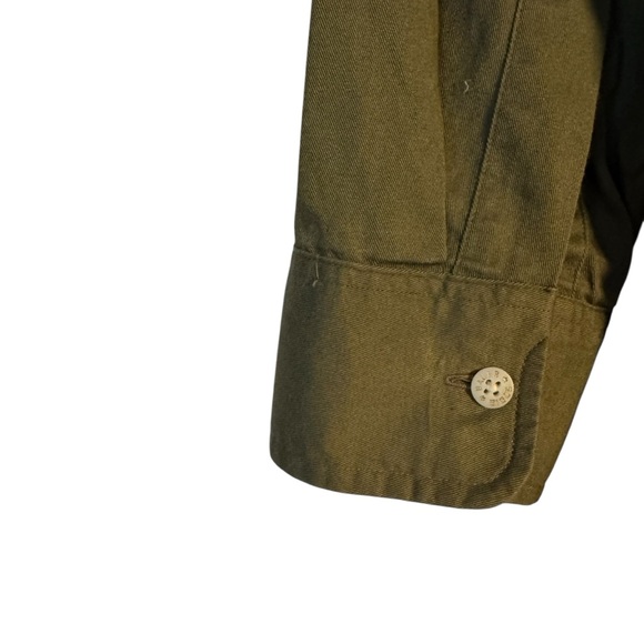 Vintage Eddie Bauer USA Made Military Green Utility Shirt M Long Sleeve Cotton - Picture 7 of 11